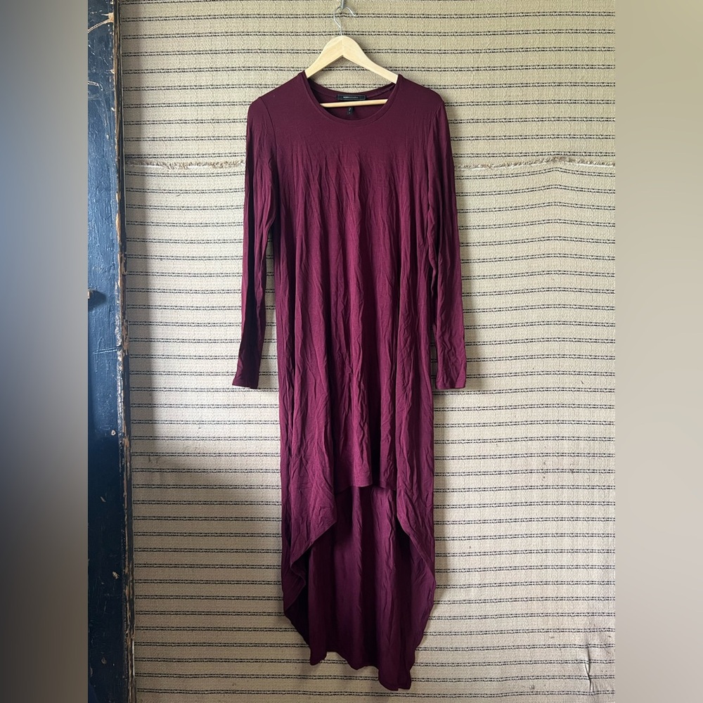 BCBGMaxAzria Deep Purple Long Sleeve Hi Low Maxi Dress